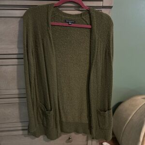 AE Olive Green Open Front Cardigan Sweater
